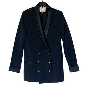 Zara Double Breasted Long Tuxedo Blazer Jacket